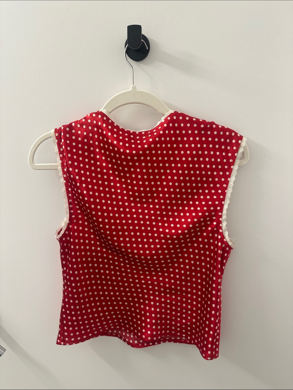 Reformation Red Polka Dot Satin Tank Top - Picture 2 of 2